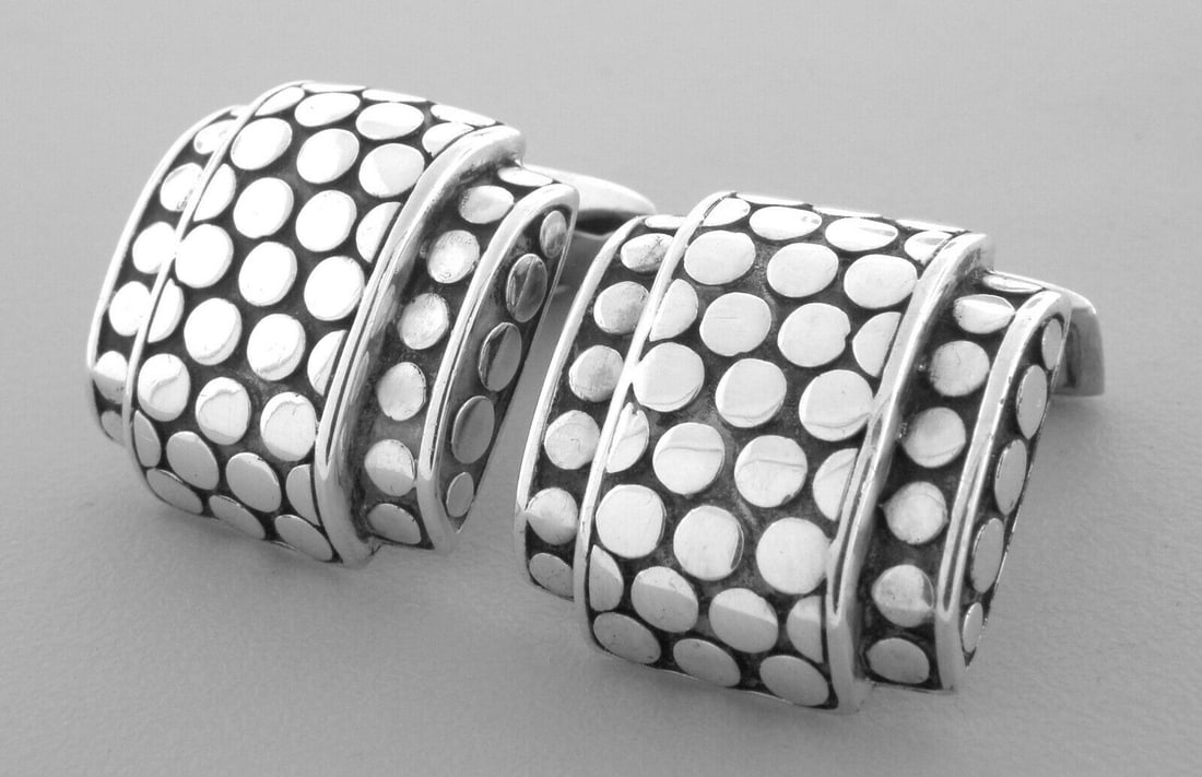 JOHN HARDY STERLING SILVER DOT CUFFLINKS WITH BOX (1 of 2)