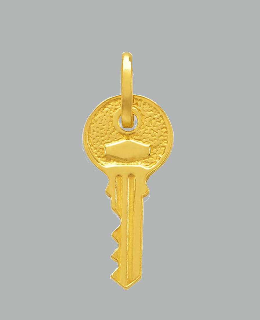 NEW 14K YELLOW GOLD KEY CHARM PENDANT SIZE 19mm (1 of 1)