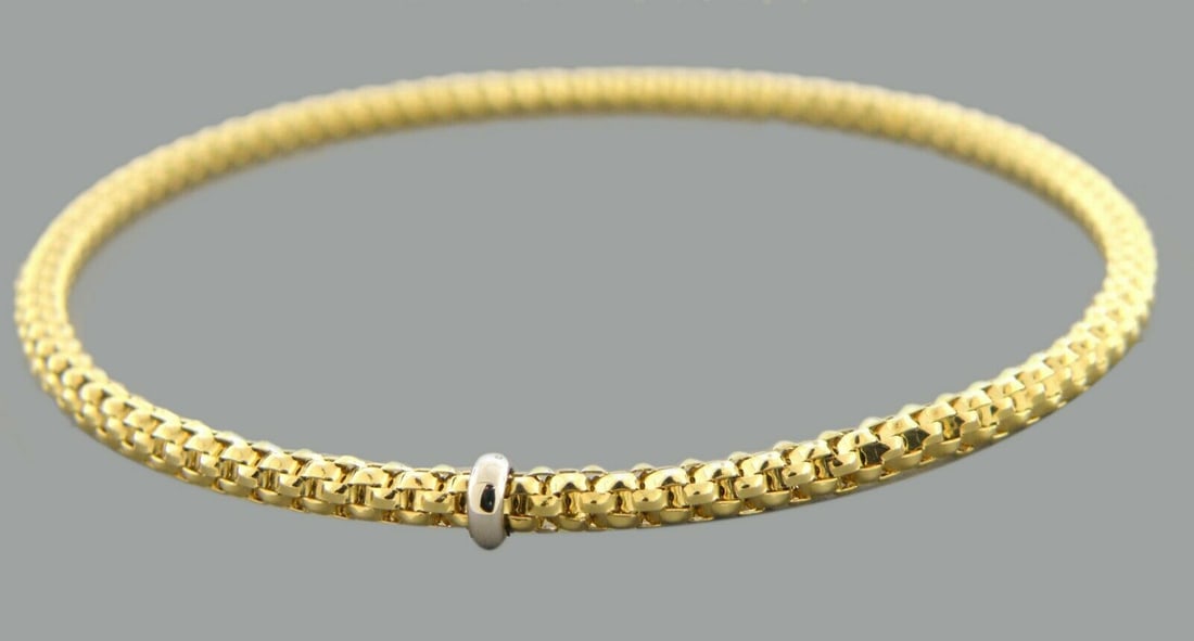 NEW 14K YELLOW GOLD LADIES STRETCHABLE BANGLE BRACELET (1 of 2)