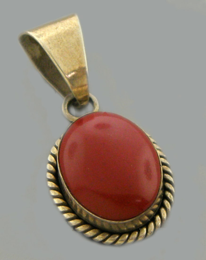 VINTAGE BEAUTIFUL STERLING SILVER JASPER PENDANT OVAL (1 of 2)