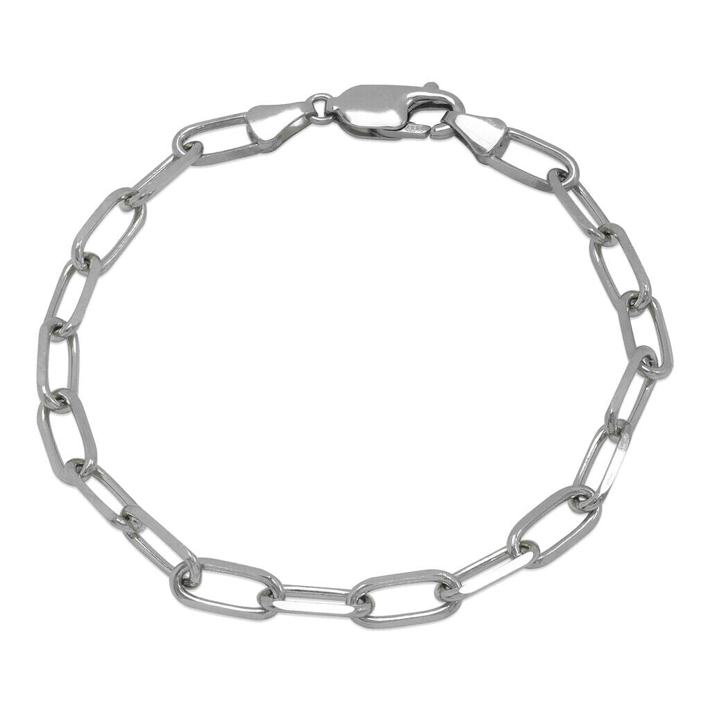 14K WHITE GOLD OVAL LINK CHAIN BRACELET 4.5mm (1 of 2)