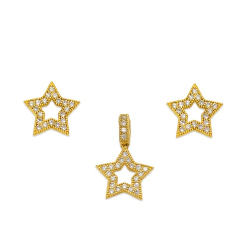 NEW 14K YELLOW GOLD STAR EARRING PENDANT SET (1 of 2)