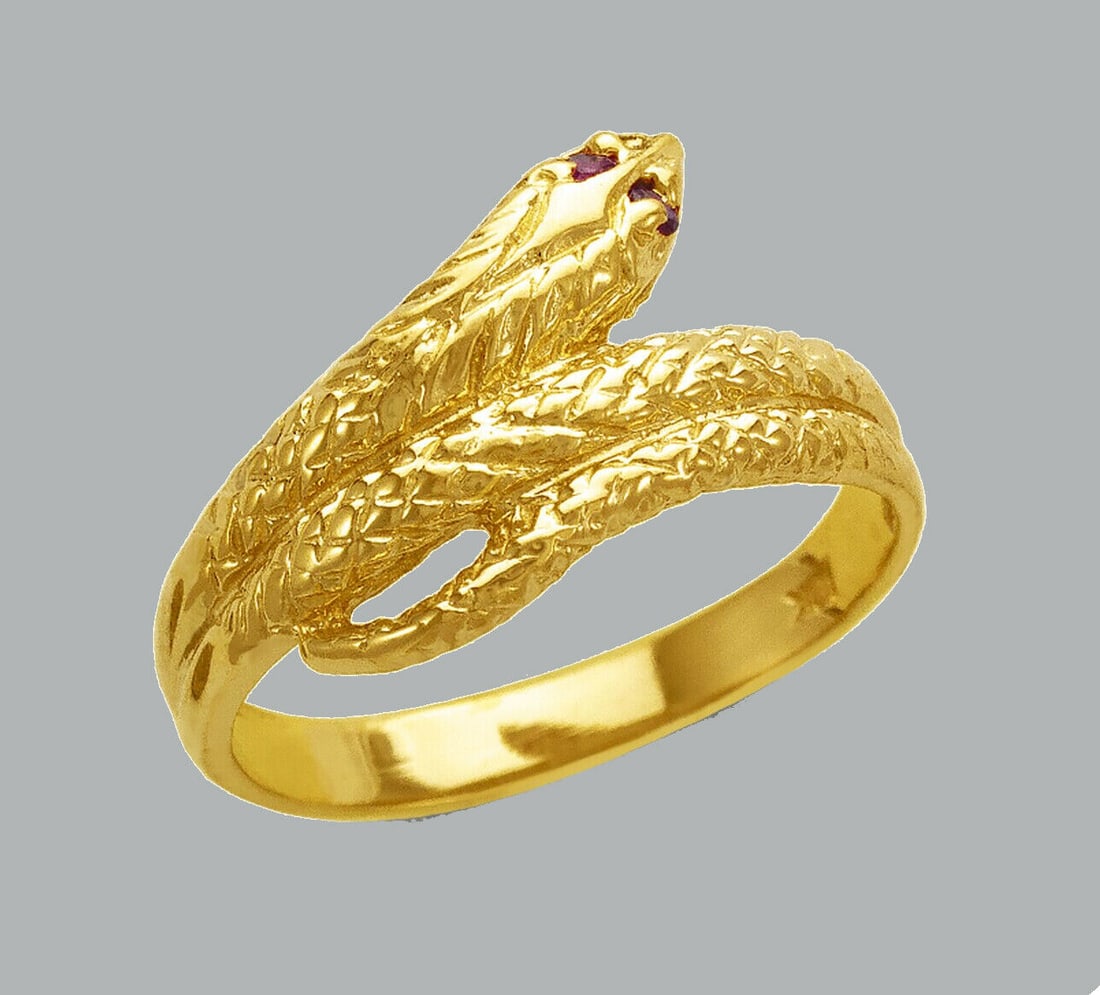 NEW 14K YELLOW GOLD LADIES FANCY CZ COCKTAIL RING SNAKE (1 of 1)