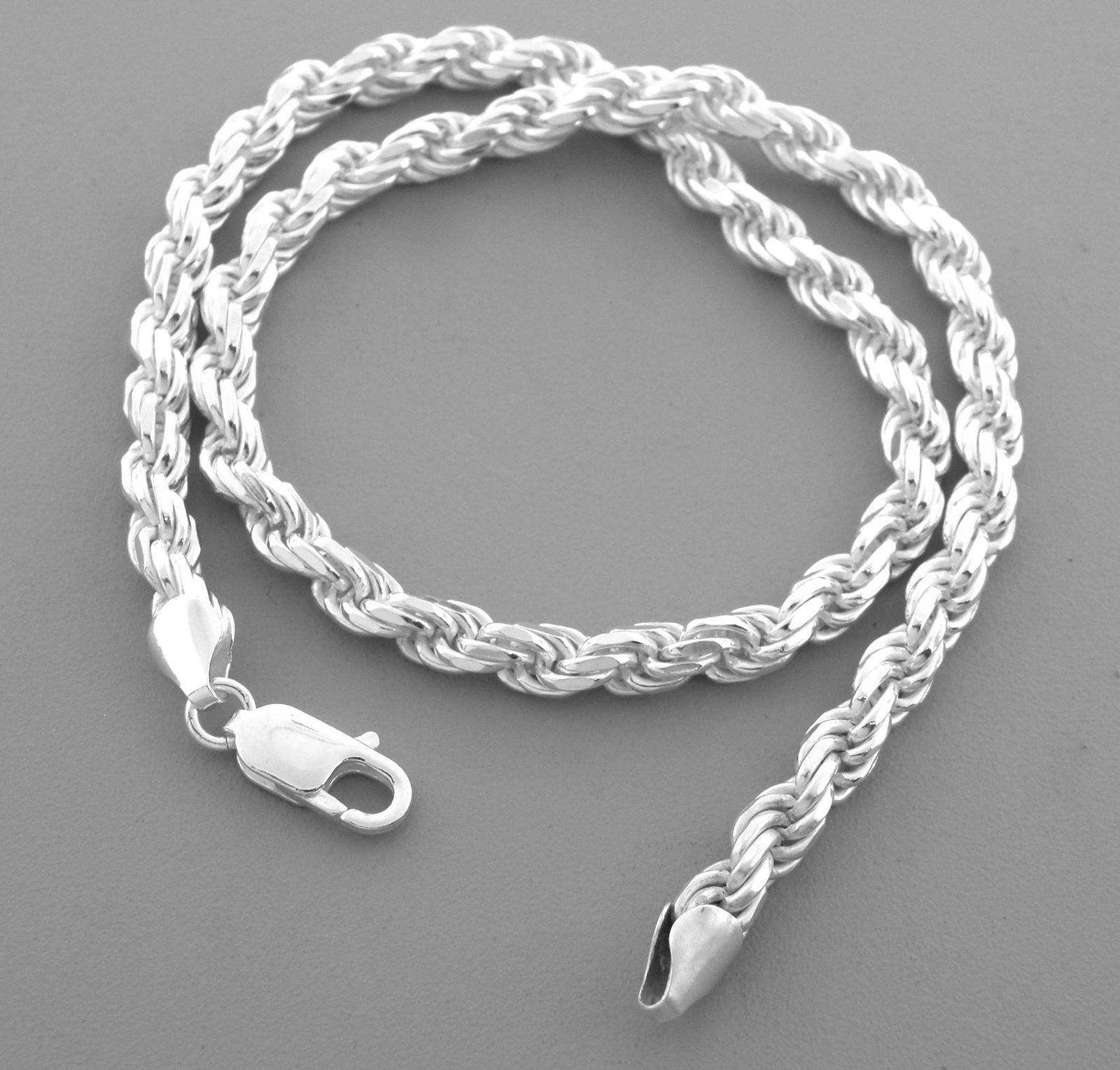 NEW STERLING SILVER 6mm WIDE ROPE CHAIN NECKLACE 24" (1 of 2)