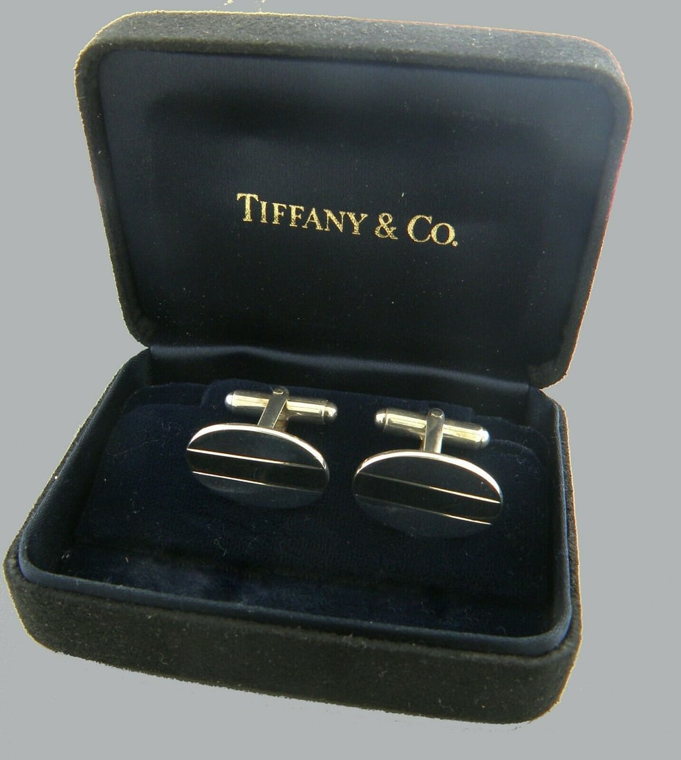 TIFFANY & Co. 18K GOLD STERLING SILVER CUFFLINKS BOX (1 of 2)