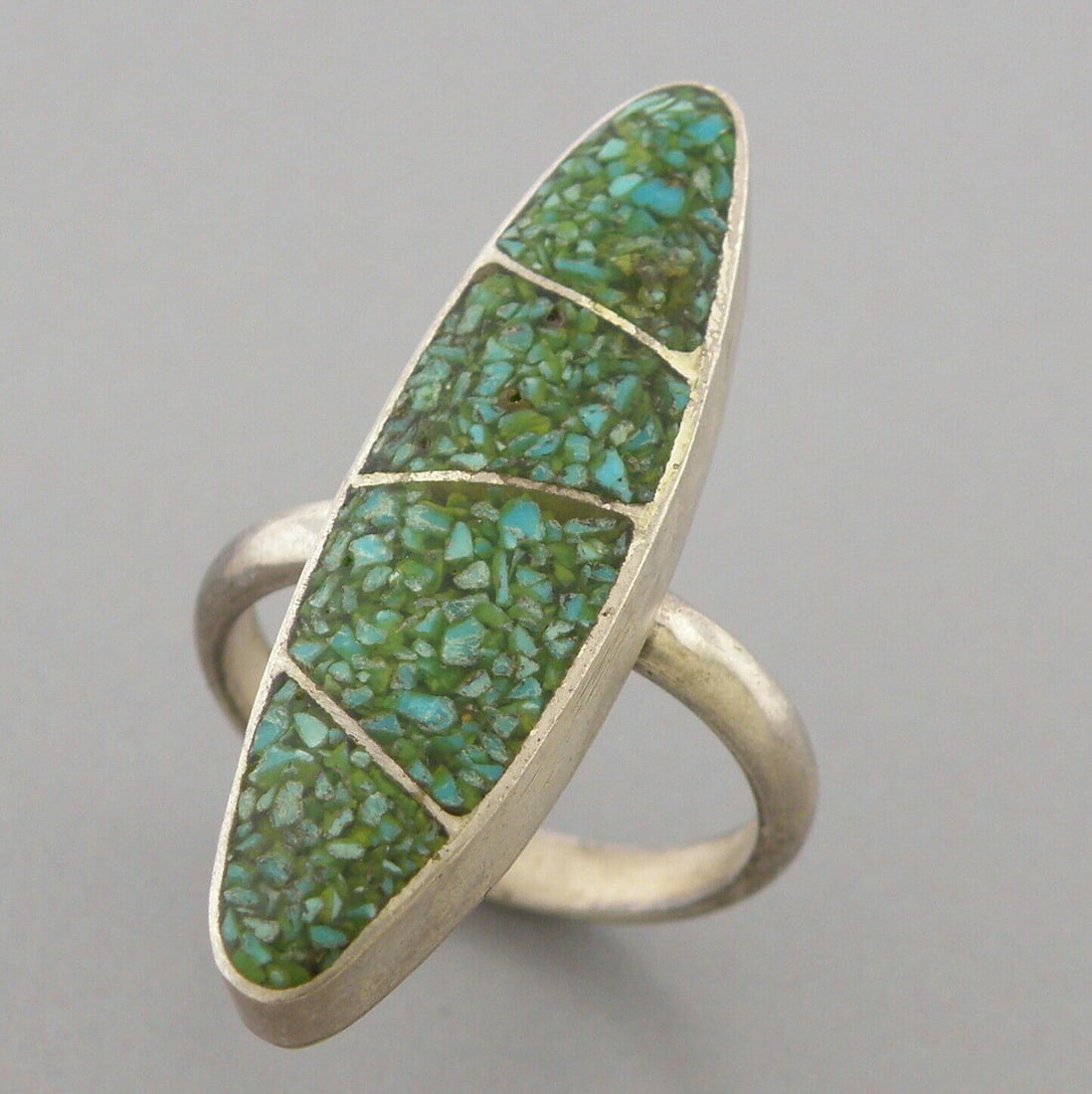VINTAGE SOUTHWESTERN STERLING SILVER TURQUOISE INLAY RING SIZE 7.5 (1 of 2)