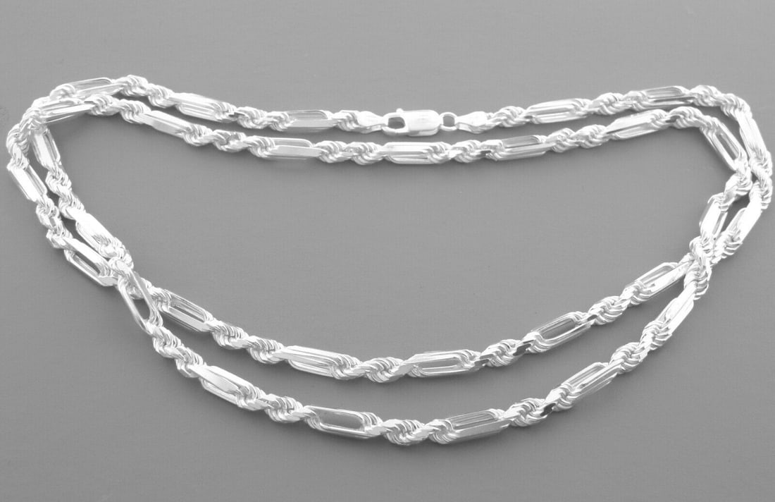 NEW FIGAROPE CHAIN STERLING SILVER 4.5mm 30" - NECKLACE (1 of 2)