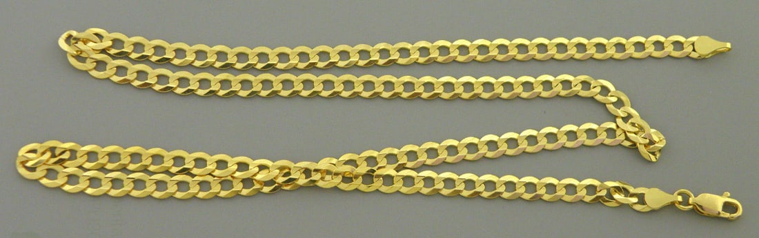 NEW 14K YELLOW GOLD CHAIN, 16" CURB NECKLACE 4.7mm (1 of 2)