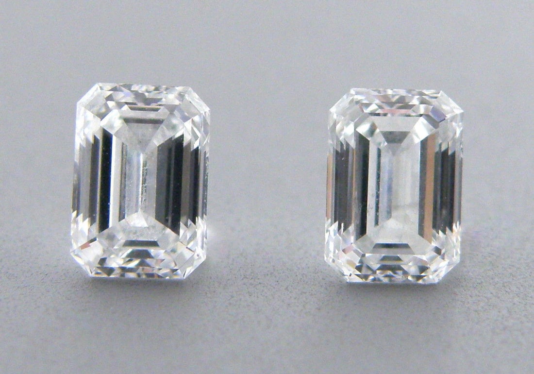 0.15ct MATCHING PAIR EMERALD CUT NATURAL DIAMOND F VVS (1 of 1)