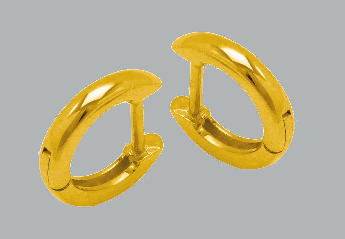 NEW 14K YELLOW GOLD LADIES GIRLS HUGGIE HOOP EARRINGS (1 of 2)