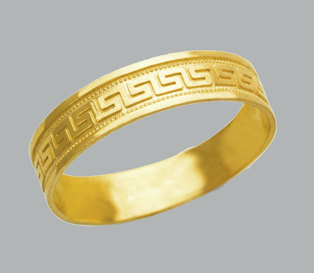 NEW 14K YELLOW GOLD LADIES RING BAND FILIGREE GREEK KEY (1 of 1)
