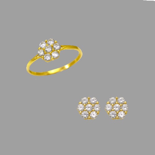 14K YELLOW GOLD BABY RING EARRINGS SET CLUSTER (1 of 2)