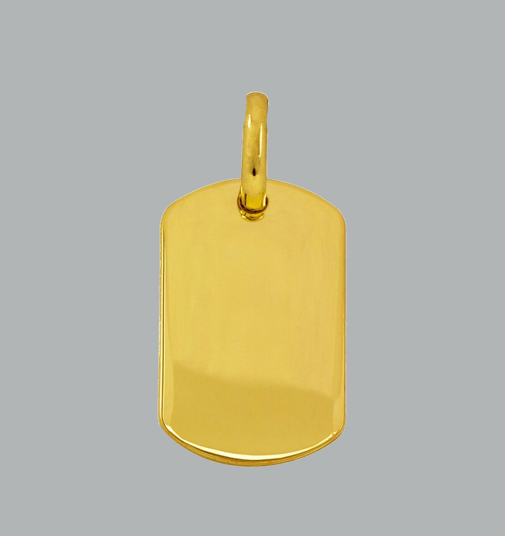 NEW 14K YELLOW GOLD DOG TAG PENDANT UNISEX POLISHED (1 of 1)