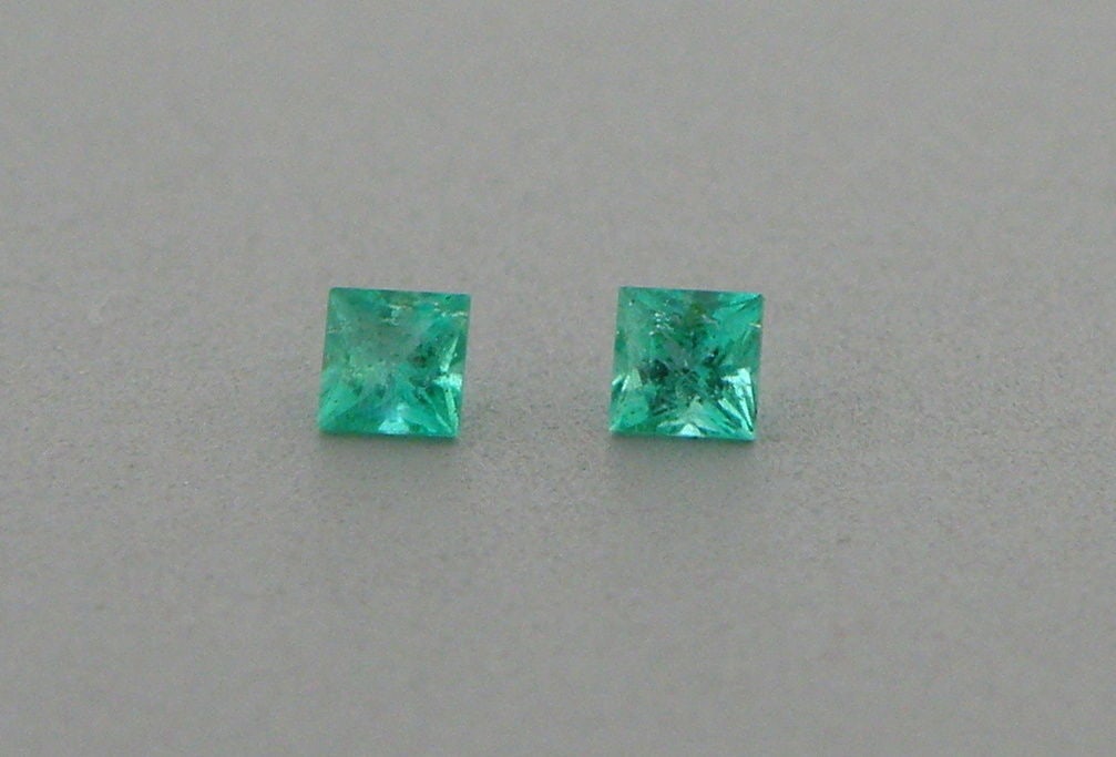 2.2mm MATCHING PAIR PRINCESS CUT COLOMBIAN EMERALD (1 of 1)