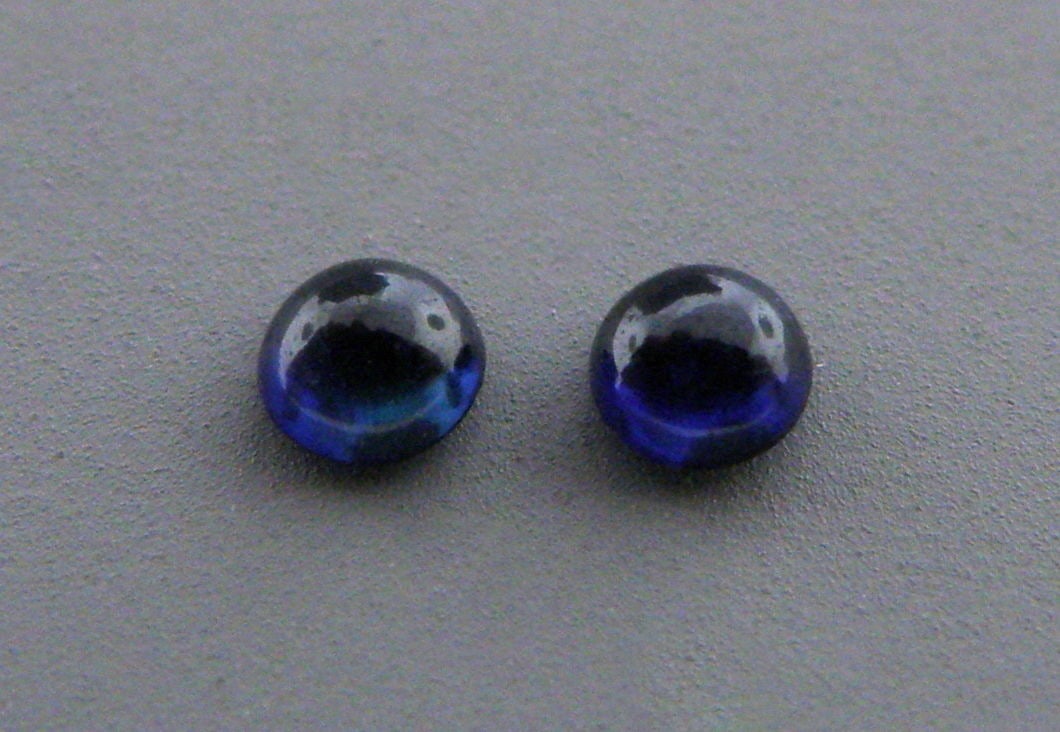 3.5mm ROUND MATCHING PAIR CABOCHON NATURAL SAPPHIRE (1 of 1)