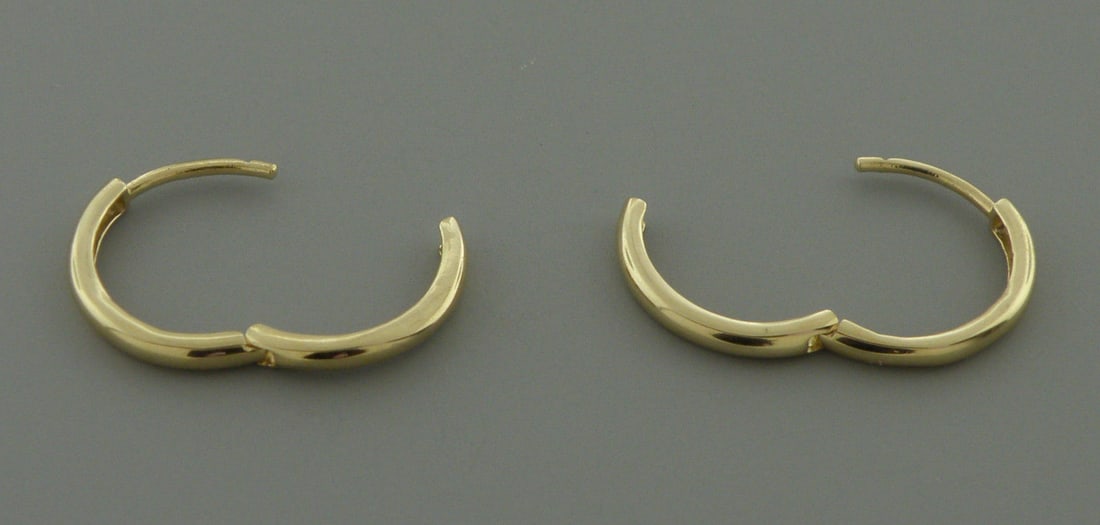 14K Y/ GOLD HUGGIE HOOP EARRINGS 2mm SNAP EARRINGS (1 of 2)