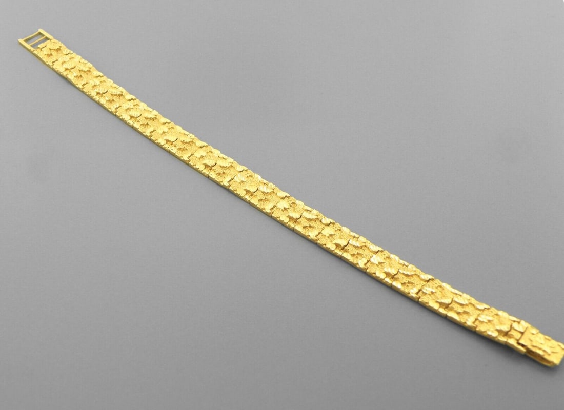 NEW 14K YELLOW GOLD MEN'S NUGGET BRACELET 8" - 14g - 10mm (1 of 2)