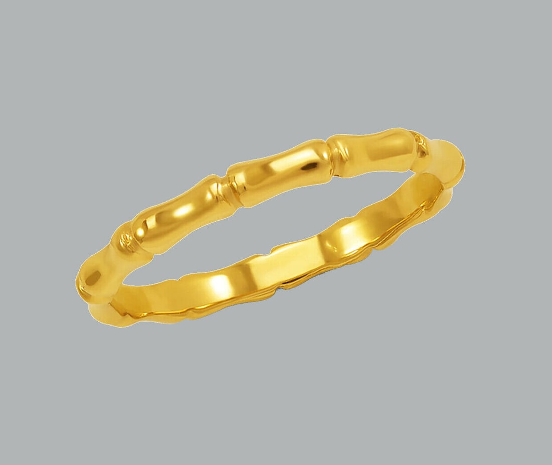 NEW 14K YELLOW GOLD LADIES RING BAND BAMBOO 2mm (1 of 1)