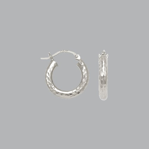 NEW 14K WHITE GOLD ROUND HOOP TUBE EARRINGS 3mm (1 of 1)