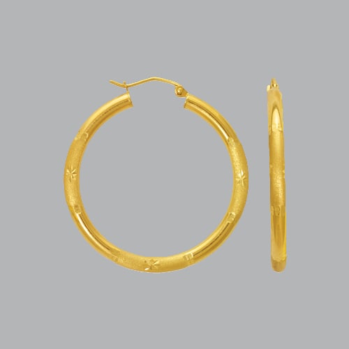 14K YELLOW GOLD ROUND HOOP TUBE EARRINGS 3mm (1 of 1)