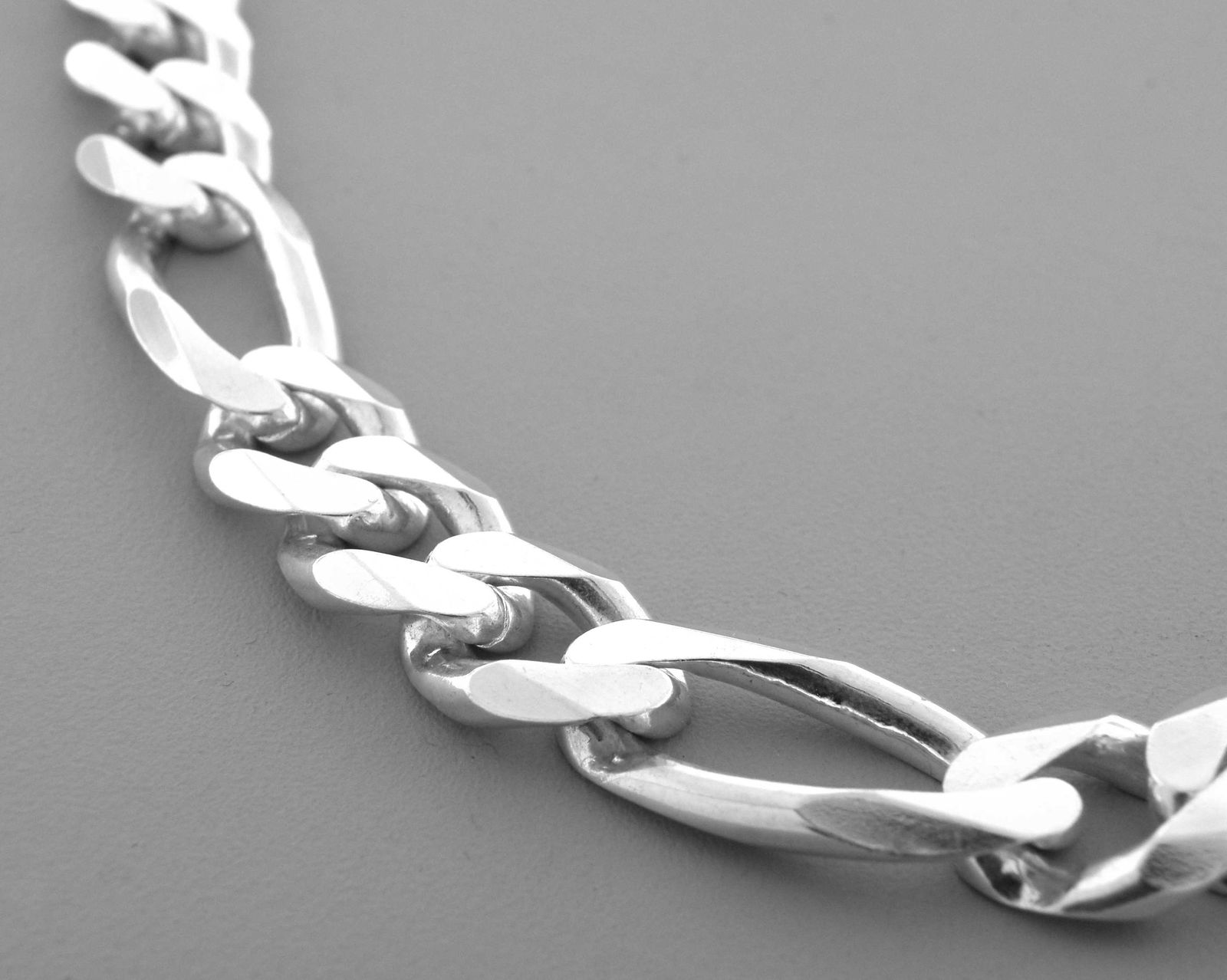 STERLING SILVER FIGARO HEAVY SOLID NECKLACE 13mm - 30" (1 of 2)