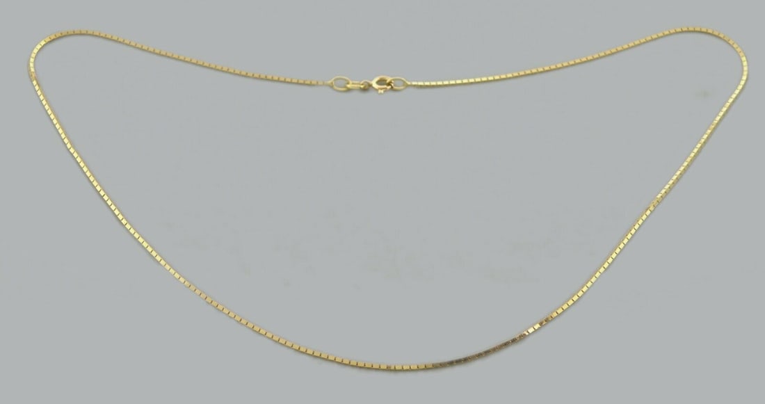 14K YELLOW GOLD WIDE BOX CHAIN MADE IN ITALY 15" (1 of 2)