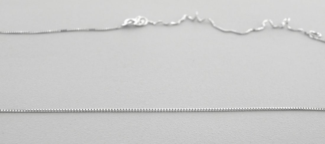 NEW 14K WHITE GOLD BOX CHAIN, 18" NECKLACE (1 of 2)