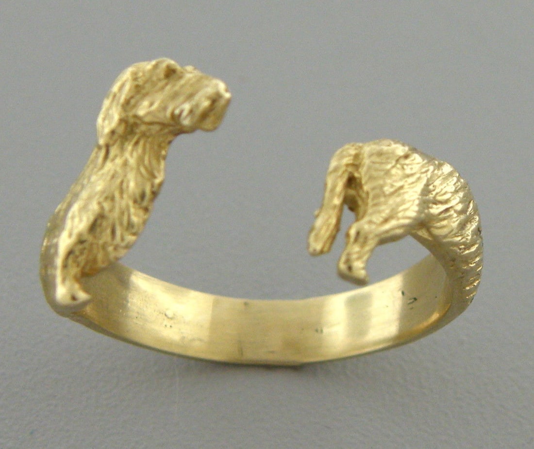 18K YELLOW GOLD DACHSHUND DOG BAND WRAP RING SIZE 8 (1 of 2)