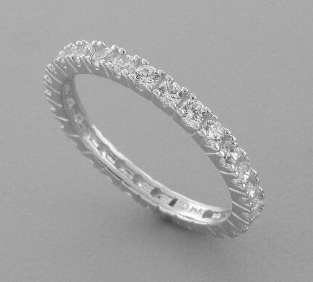 14K WHITE GOLD FULL ETERNITY CZ BAND RING 1ct (1 of 2)
