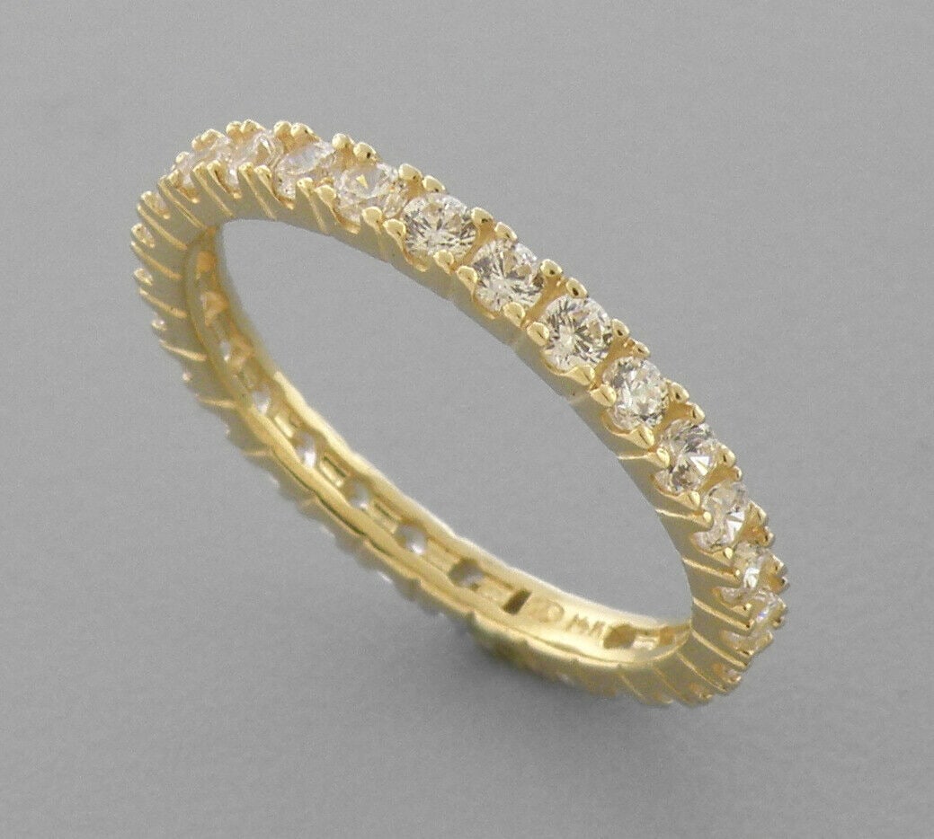 14K YELLOW GOLD FULL ETERNITY CZ BAND RING 1ct (1 of 2)