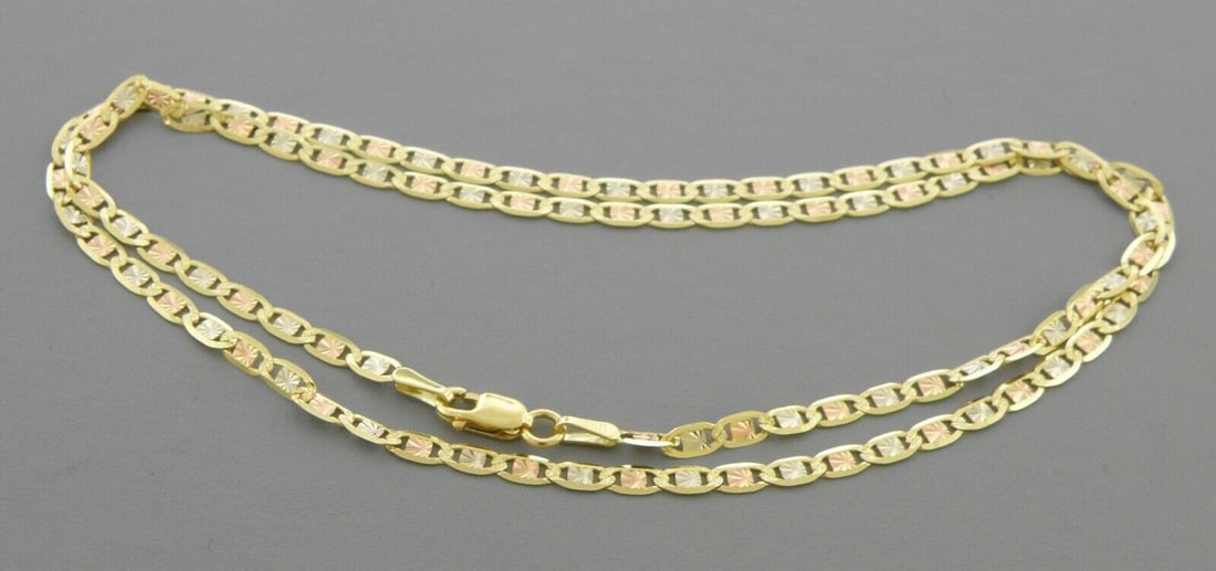 14K TRI COLOR GOLD VALENTINO CHAIN NECKLACE (1 of 2)