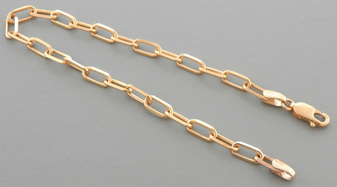 14K ROSE GOLD OVAL LINK CHAIN BRACELET 3.5mm (1 of 2)
