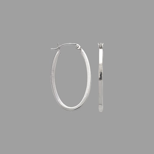 14K WHITE GOLD 2mm SQUARE TUBE HOOP EARRINGS: 14K White Gold Approx. 2mm Wide 20MM High Polish Clasp Backing 2.1g
