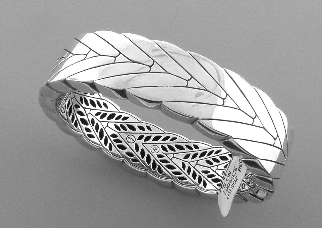 NEW JOHN HARDY STERLING SILVER MODERN CHAIN WIDE BANGLE (1 of 2)