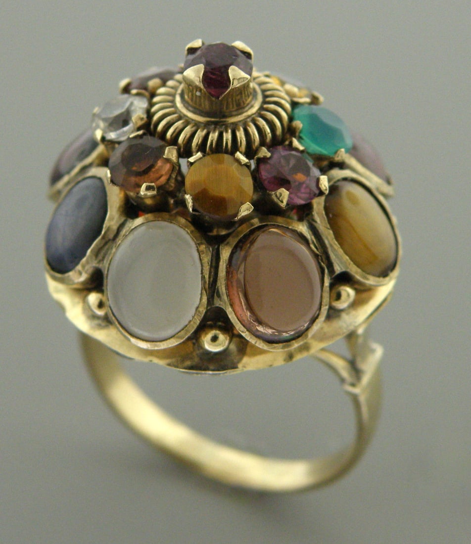 ANTIQUE VINTAGE 14K YELLOW GOLD MULTI STONE RING GARNET (1 of 2)
