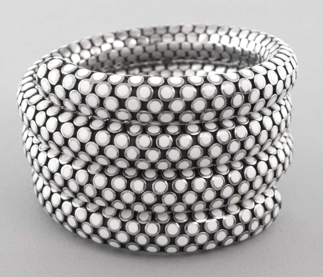 JOHN HARDY STERLING SILVER WHITE ENAMEL COIL BRACELET (1 of 2)