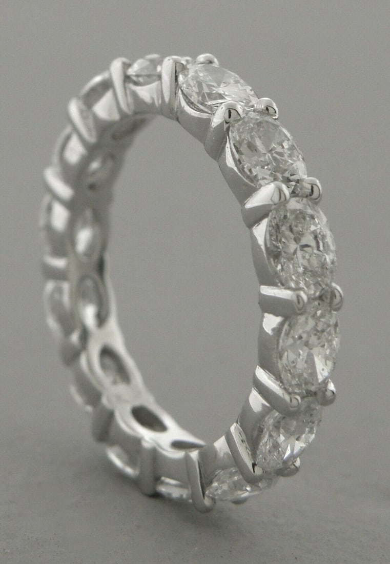 14K W/GOLD DIAMOND OVAL CUT ETERNITY BAND RING 3.35ct (1 of 2)