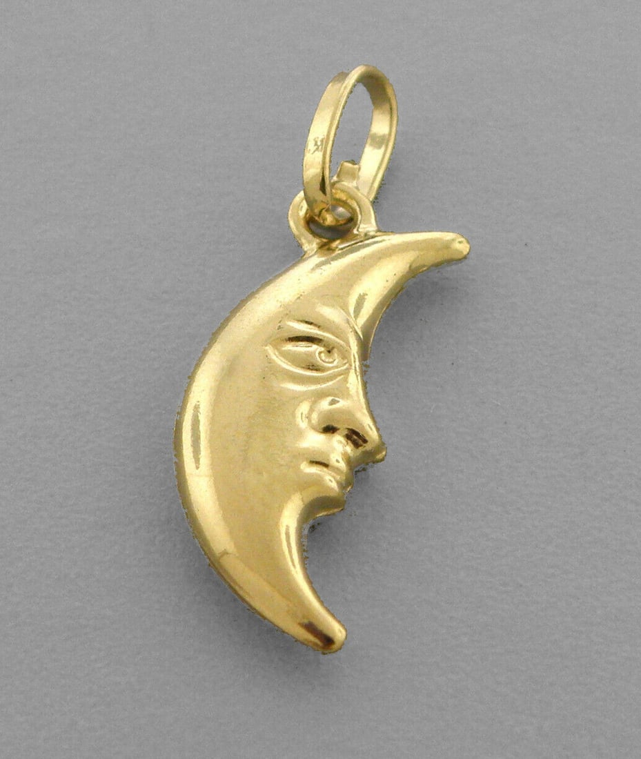 NEW 14K YELLOW GOLD MOON PENDANT / CHARM (1 of 2)