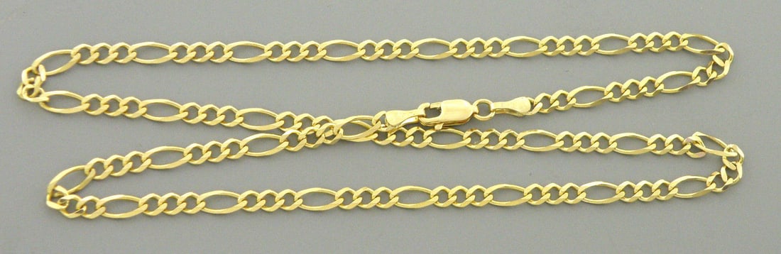 NEW 14K GOLD CHAIN, 16" UNISEX FIGARO NECKLACE 3.5mm (1 of 1)