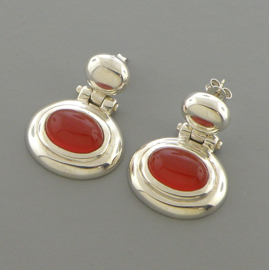 VINTAGE TIFFANY & Co. SILVER CARNELIAN DANGLE EARRINGS (1 of 2)