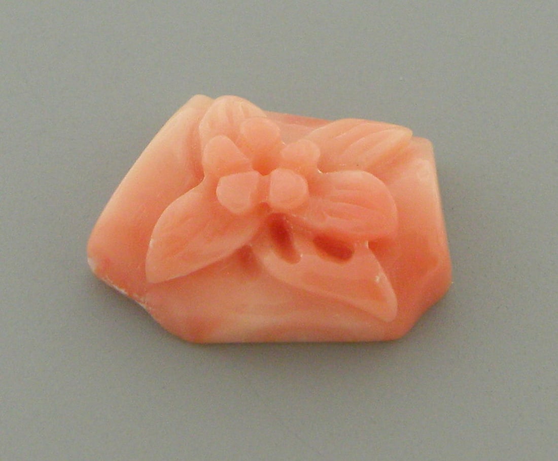 UNTREATED 8.53ct CORAL DARK PINK SALMON COLOR FLOWER (1 of 2)