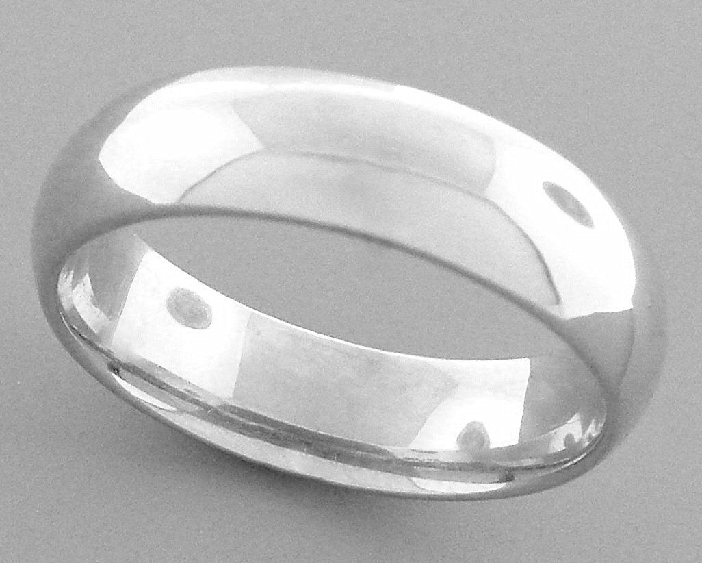 14K WHITE SOLID GOLD 5MM COMFORT BAND WEDDING RING 6 (1 of 2)