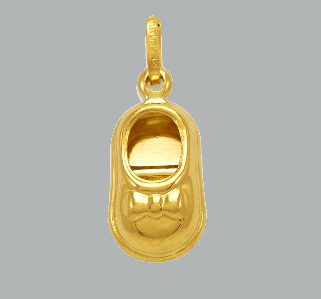 NEW 14K YELLOW GOLD BABY SHOE PENDANT / CHARM (1 of 1)