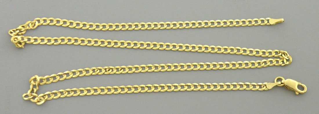 NEW 14K YELLOW GOLD CHAIN, 18" UNISEX CURB NECKLACE 3mm (1 of 2)
