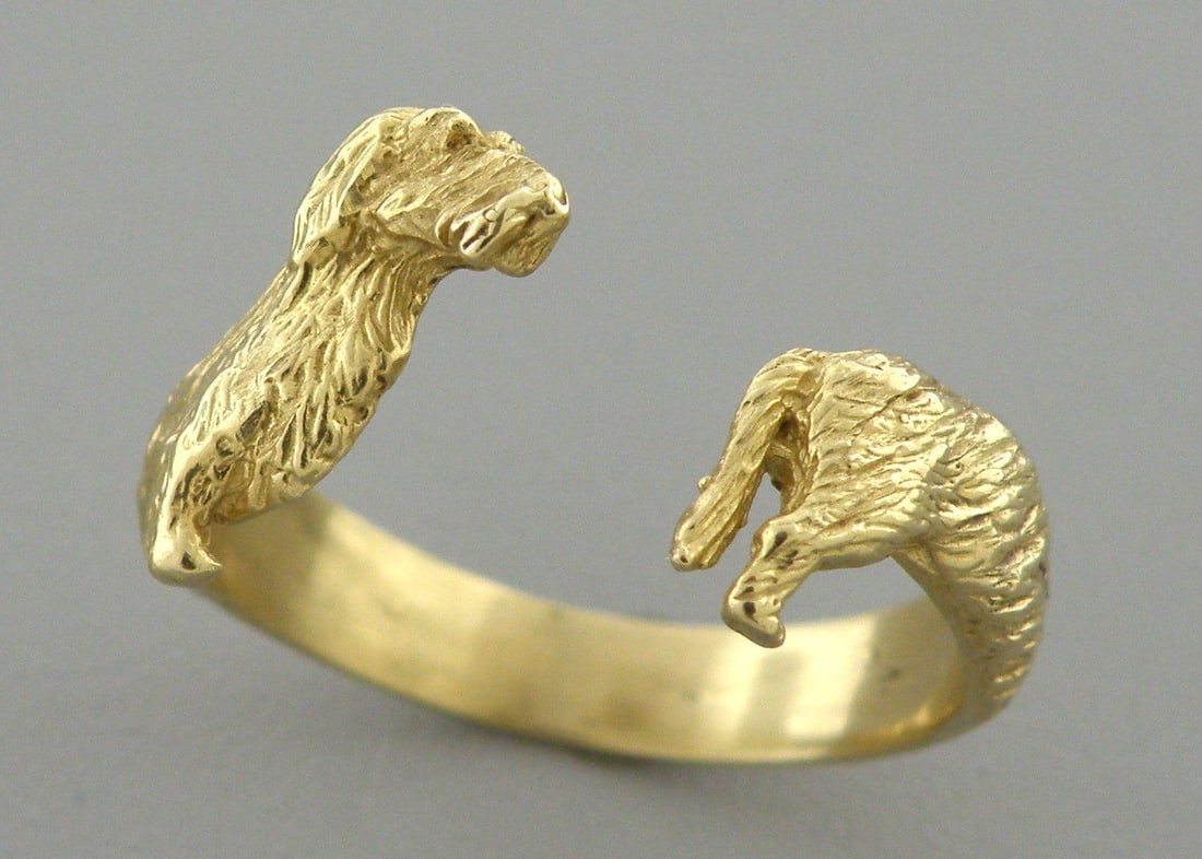 18K YELLOW GOLD DACHSHUND DOG BAND WRAP RING SIZE 7 (1 of 2)