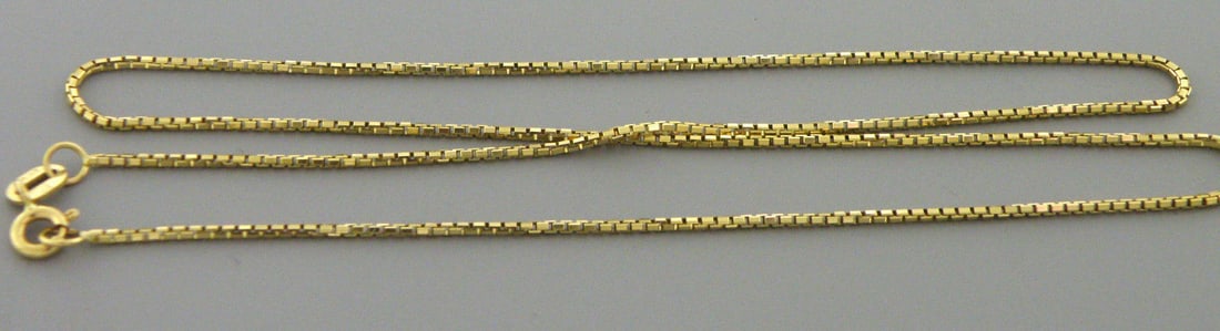NEW 14K YELLOW GOLD BOX CHAIN, 18" NECKLACE 1.2MM (1 of 2)
