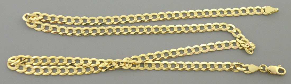 NEW 14K YELLOW GOLD CHAIN, 18" CURB NECKLACE 4.7mm (1 of 2)