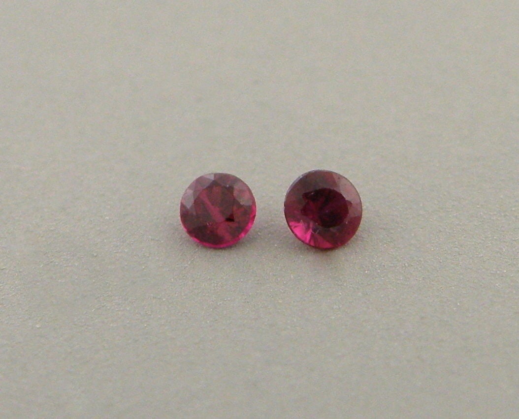 2.4mm ROUND CUT MATCHING PAIR LOOSE NATURAL RUBY (1 of 1)