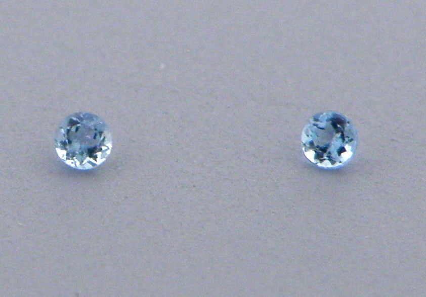 3.5mm MATCHING PAIR ROUND DARKER SEA BLUE AQUAMARINE (1 of 1)