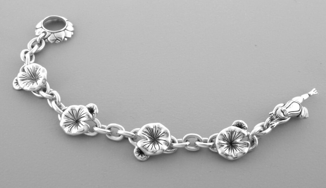 KIESELSTEIN CORD SILVER FROG LILY-PAD TOGGLE BRACELET (1 of 2)